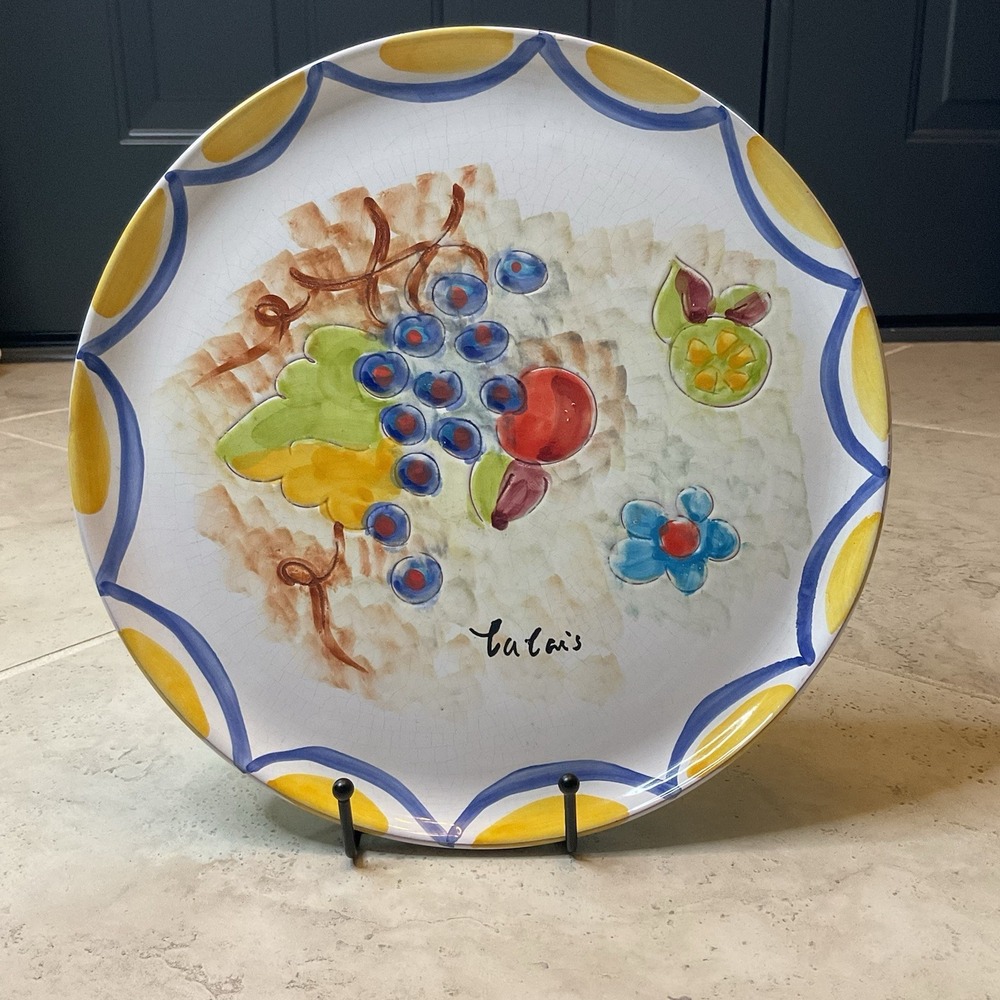 Himark Portugal Signed Ceramic Plate, Fruit, Signed "Calais", 11 Inches
